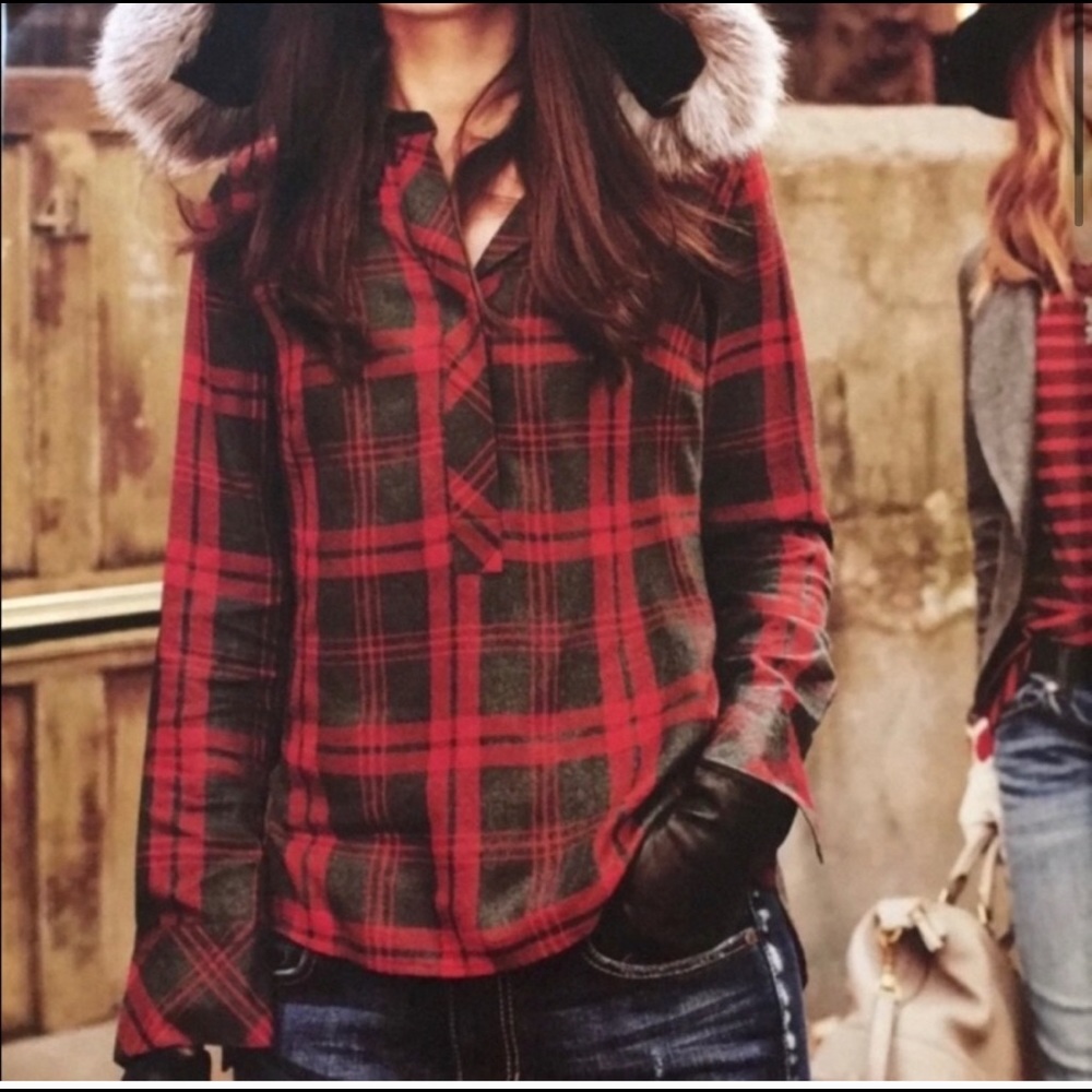 Cabi #3597 Red Gray Plaid Cunningham shirt